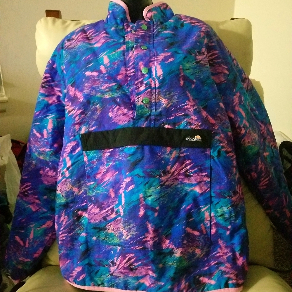 chubbies Multicolor Abstract Print Puffer Jacket — Blue & Pink